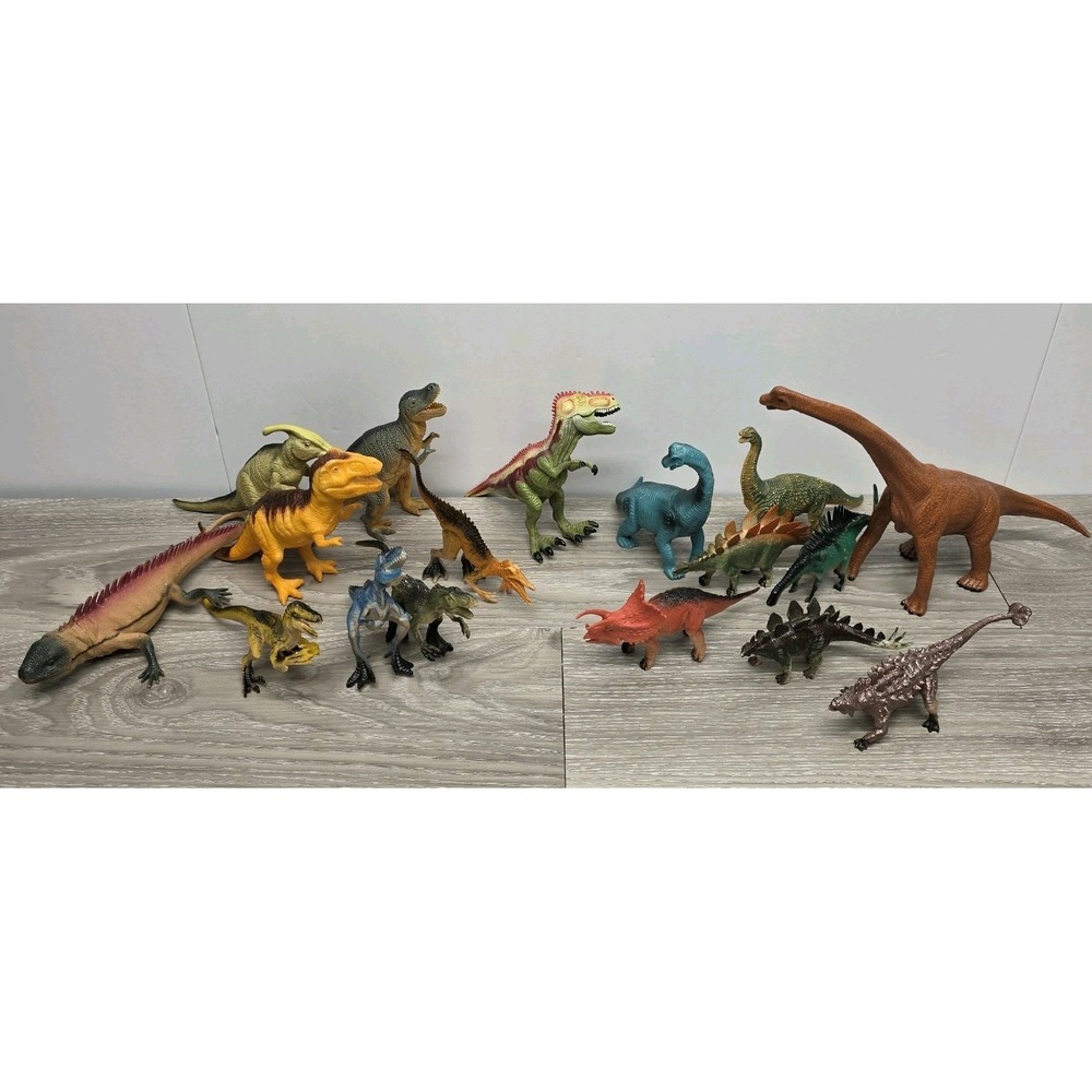 Dinosaur Toys - Lot of 17 Assorted Types Sizes - T-Rex, Raptor,‎ And Many More!